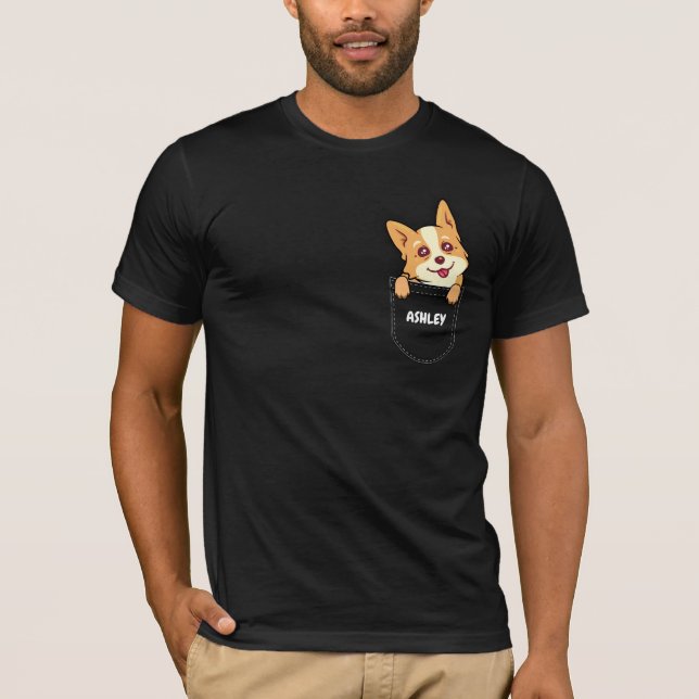Pocket Boston Terrier niedlicher Hund T-Shirt (Vorderseite)