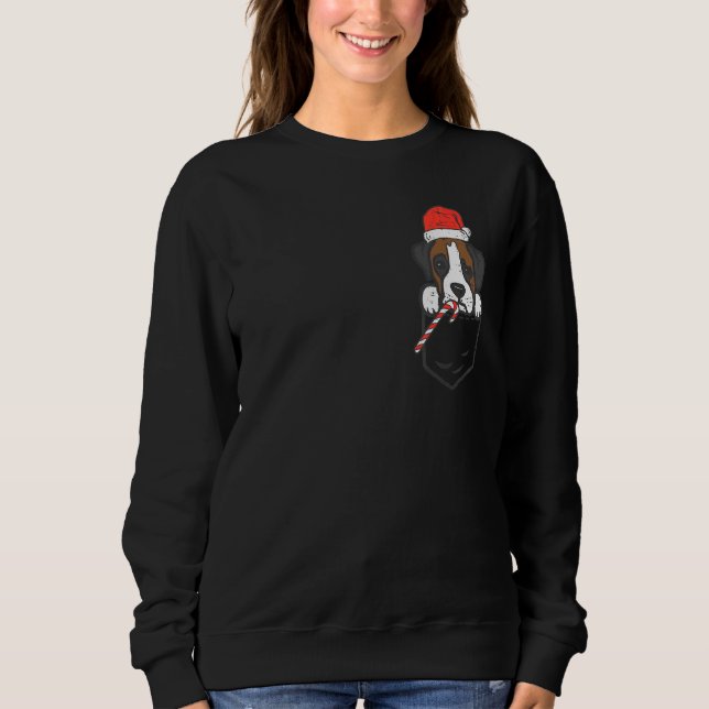 Pocket Boxer Santa Dog Christmas Xmas Men Women Sweatshirt (Vorderseite)