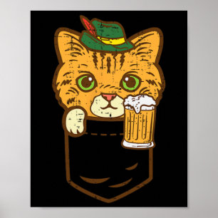 Pocket Cat Oktober Party Hat Bavarian Kitten Germa Poster