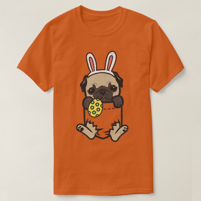 Pocket Easter Mops Feet Bunny Dog Lover Eigentümer T-Shirt (Design vorne)