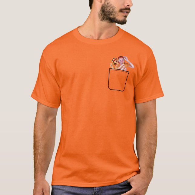 Pocket gefüllt mit Orangenpille T-Shirt (Vorderseite)