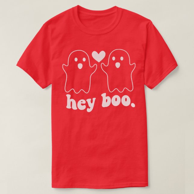 Pocket Hey Boo Ghost Couple Spooky Season Funny Ha T-Shirt (Design vorne)