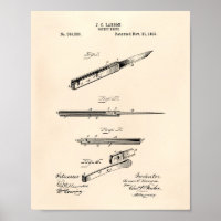 Pocket Knife 1893 Patent Art Old Peper