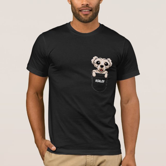 Pocket Malteser niedlicher Hund T-Shirt (Vorderseite)