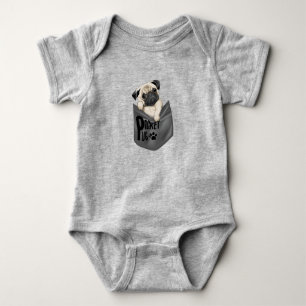 Pocket Mops Grau Baby Bodysuit Baby Strampler