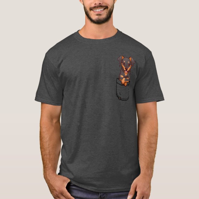 Pocket Niedlich Dobermann Dog T-Shirt (Vorderseite)