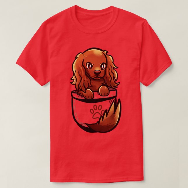 Pocket Niedlich Irish Setter Dog T-Shirt (Design vorne)