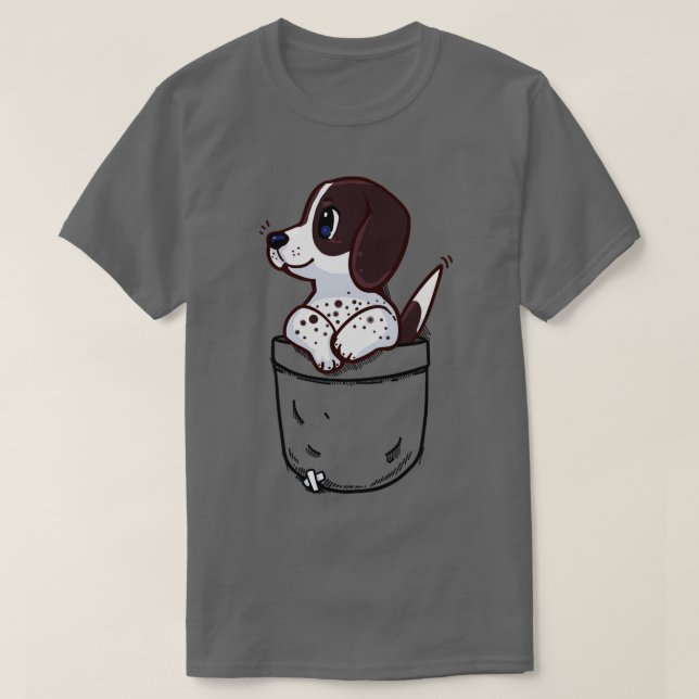 Pocket Niedlich Pointer Welpenhund T-Shirt (Design vorne)