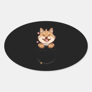 Pocket niedlich Shiba inklusive Welpenhund Begle Ovaler Aufkleber
