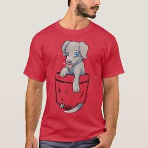 Pocket Niedlich Weimaraner Welpenhund T-Shirt