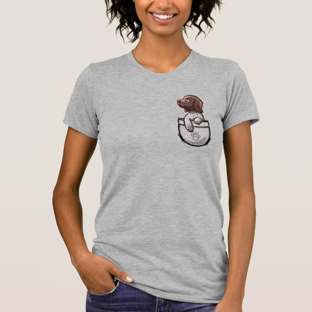 Pocket Niedlicher deutscher Kurzhaar Pointer Dog T-Shirt (Vorderseite)