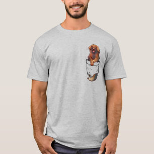 Pocket Niedlicher Leonberger Hund T-Shirt