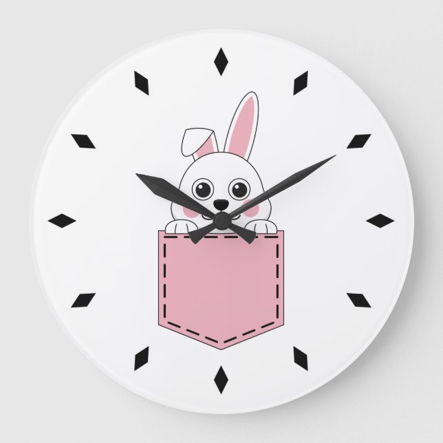 Pocket Pet Bunny Große Wanduhr (Vorderseite)