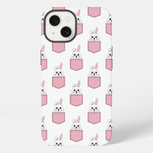 Pocket Pet Bunny Pattern iPhone Hülle (Rückseite)