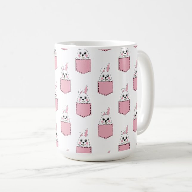 Pocket Pet Bunny Pattern Kaffeetasse (VorderseiteRechts)