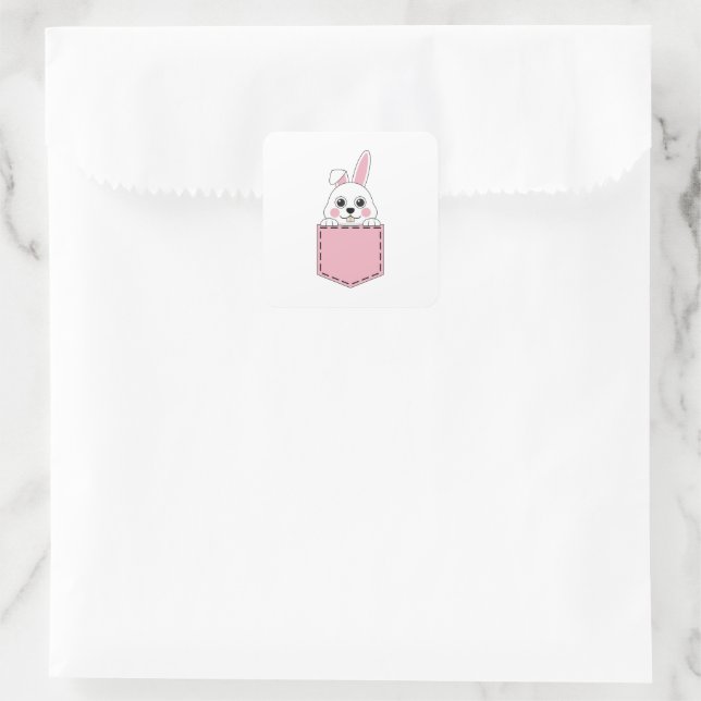 Pocket Pet Bunny Quadratischer Aufkleber (Tasche)