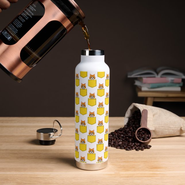 Pocket Pet Cat Muster Trinkflasche (Kaffee)