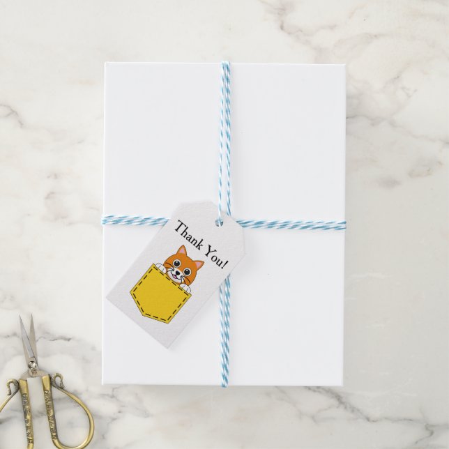 Pocket Pet Cat personalisieren Geschenkanhänger (Mit Garn)