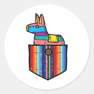 Pocket Pinata Serape Cinco De Mayo Mexican Fiesta Runder Aufkleber