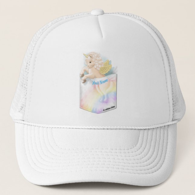 Pocket Rainbow Unicorn Truckerkappe (Vorderseite)