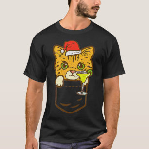 Pocket Santa Cat Weihnachten im Juli Sommer Weihna T-Shirt