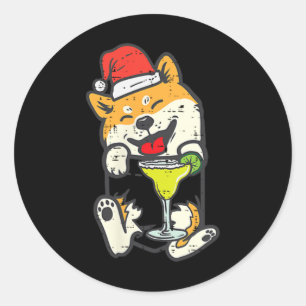 Pocket Santa Shi Inu Süßes Weihnachten im Juli Jap Runder Aufkleber