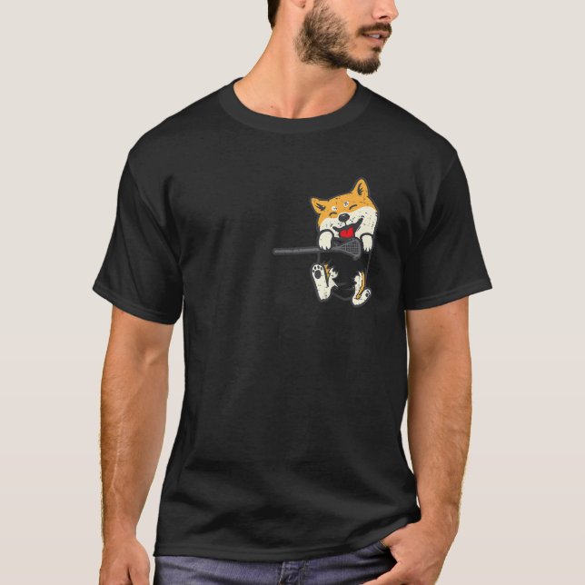 Pocket Shiba Inu Feet Lacrosse Stick Japanese Akit T-Shirt (Vorderseite)