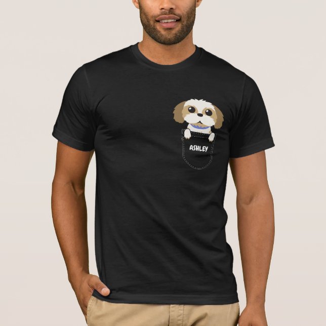 Pocket Shih tzu niedlicher Hund T-Shirt (Vorderseite)