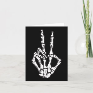 Pocket Skeleton Hand Peace Sign Halloween Hippie H Karte