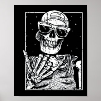 Pocket Skeleton Rockhand Halloween Cool Music Rock Poster