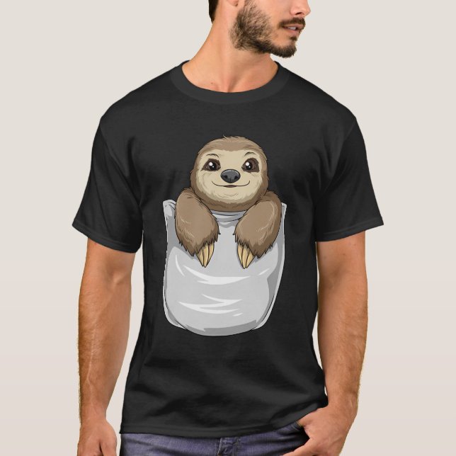 Pocket Sloth Peking Out Funny Sloth T-Shirt (Vorderseite)