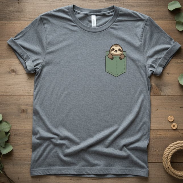 Pocket Sloth — Süßes Pocket-T-Design, minimaler Fa T-Shirt (Von Creator hochgeladen)