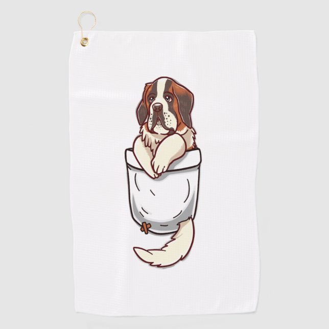 Pocket St Bernard Puppy Golfhandtuch (Vorderseite)
