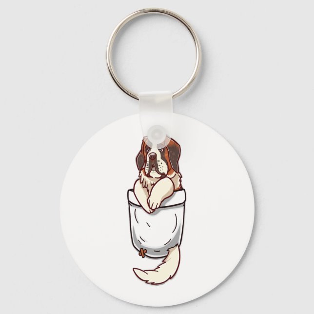 Pocket St Bernard Puppy Schlüsselanhänger (Vorderseite)