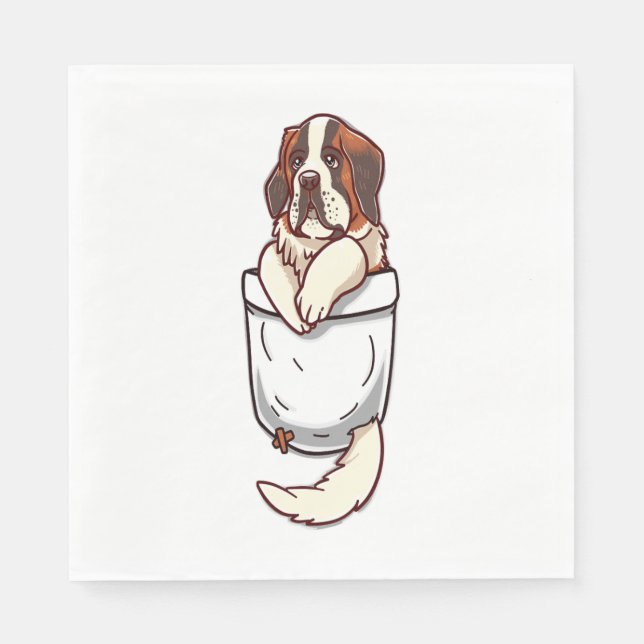 Pocket St Bernard Puppy Serviette (Vorderseite)