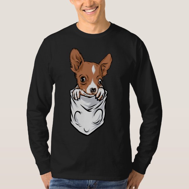 Pocket Style Adorable Chihuahua Welpe und Niedlich T-Shirt (Vorderseite)