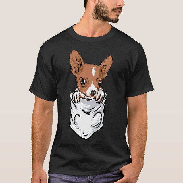 Pocket Style Adorable Chihuahua Welpe und Niedlich T-Shirt (Vorderseite)