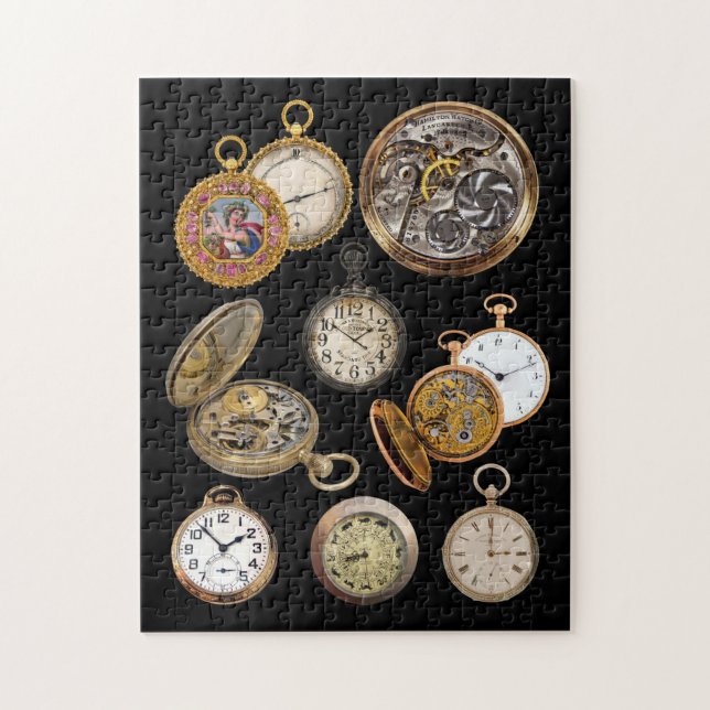 Pocket Watches Zeitstempel-Objekte-Collage Puzzle (Vertikal)