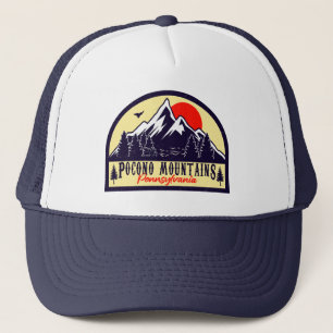 Pocono Berge PA Retro Sunset Souvenirs Geschenk Truckerkappe