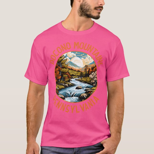 Pocono Berge Pennsylvania Sunset Retro Entfernunge T-Shirt (Vorderseite)