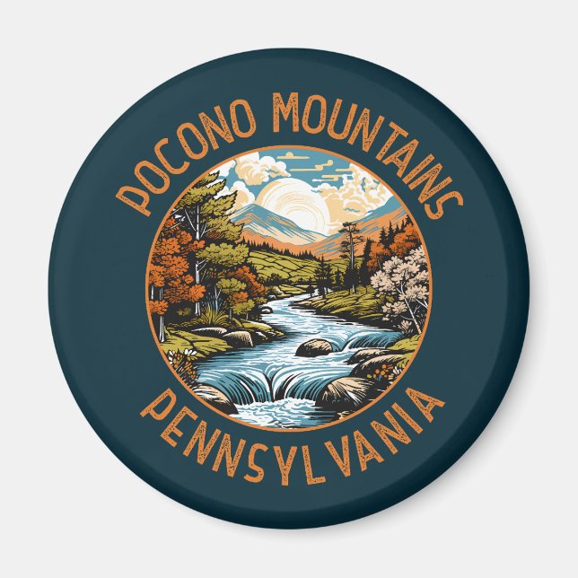 Pocono Berge Pennsylvania Sunset Retro Kunst, Dich Magnet (Vorne)
