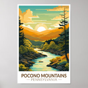 Pocono Berge Pennsylvania Wandern Vintag Poster