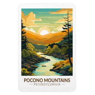 Pocono Mountains Pennsylvania Reise Kunst Vintage Magnet