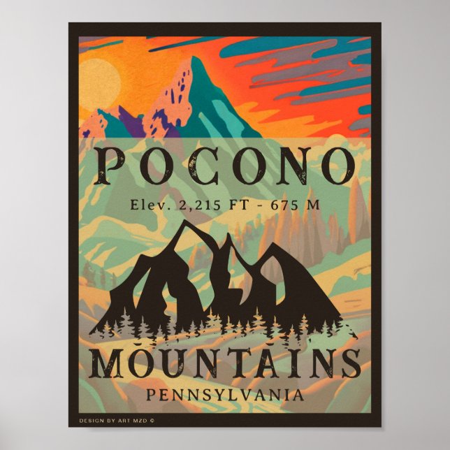 Pocono Mountains Pennsylvania - Retro Souvenirs Poster (Vorne)