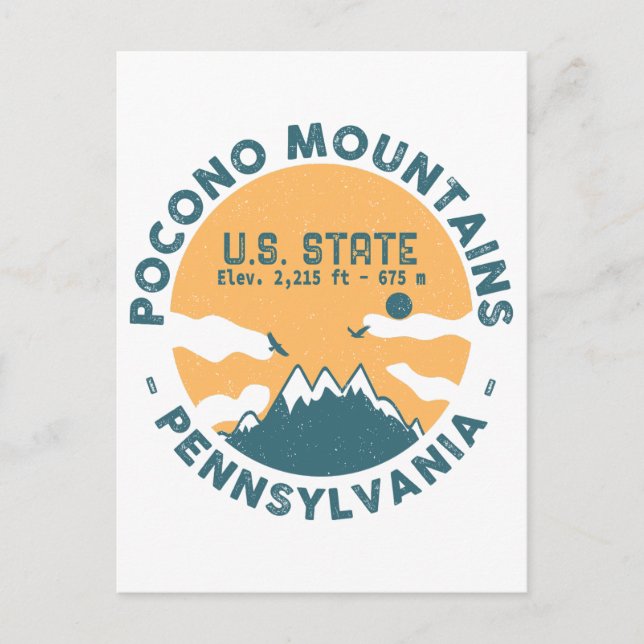 Pocono Mountains Pennsylvania - Retro Souvenirs Postkarte (Vorderseite)