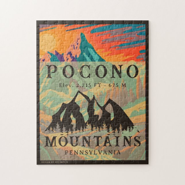Pocono Mountains Pennsylvania - Retro Souvenirs Puzzle (Vertikal)