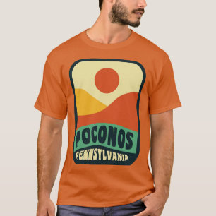 Pocono Mountains Pennsylvania Retro Sunset Abzeich T-Shirt
