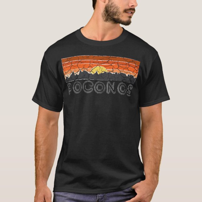 Poconos Pa Retro Distressed Mountain T-Shirt (Vorderseite)