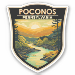 Poconos Pennsylvania Travel Art Vintag Aufkleber