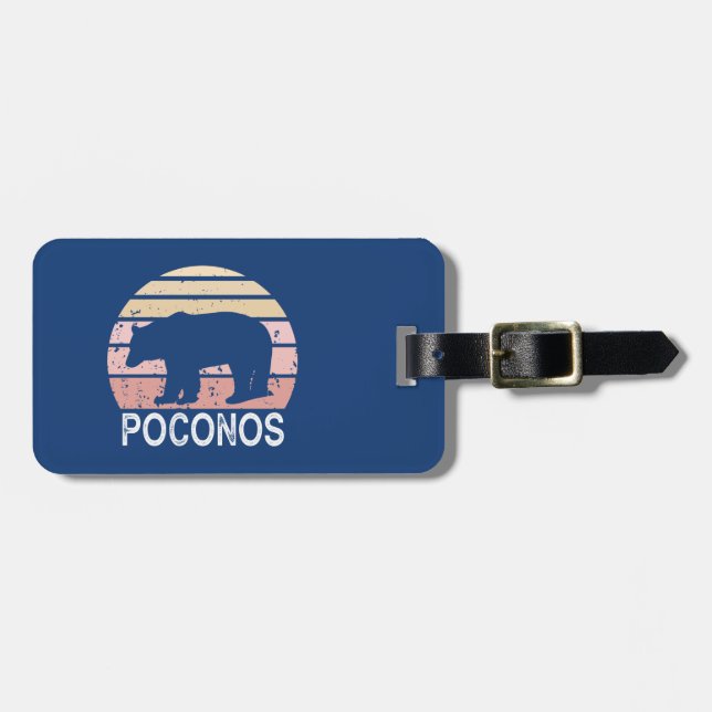 Poconos Retro Bär Gepäckanhänger (Vorderseite horizontal)